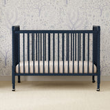 DaVinci Jenny Lind 3-in-1 Convertible Crib in Navy, Removable Wheels, Greenguard Gold Certified