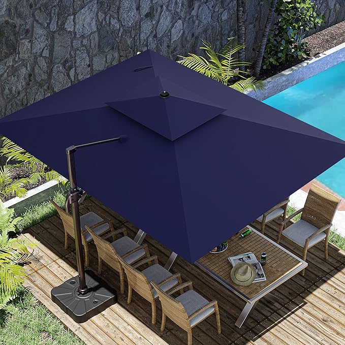 10x13FT Cantilever Outdoor Patio Umbrellas, Double Top Large Rectangle Umbrella