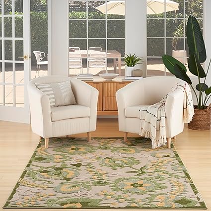 Aloha Indoor/Outdoor Blue/Grey 7’10” x Round Area Rug, Easy Cleaning