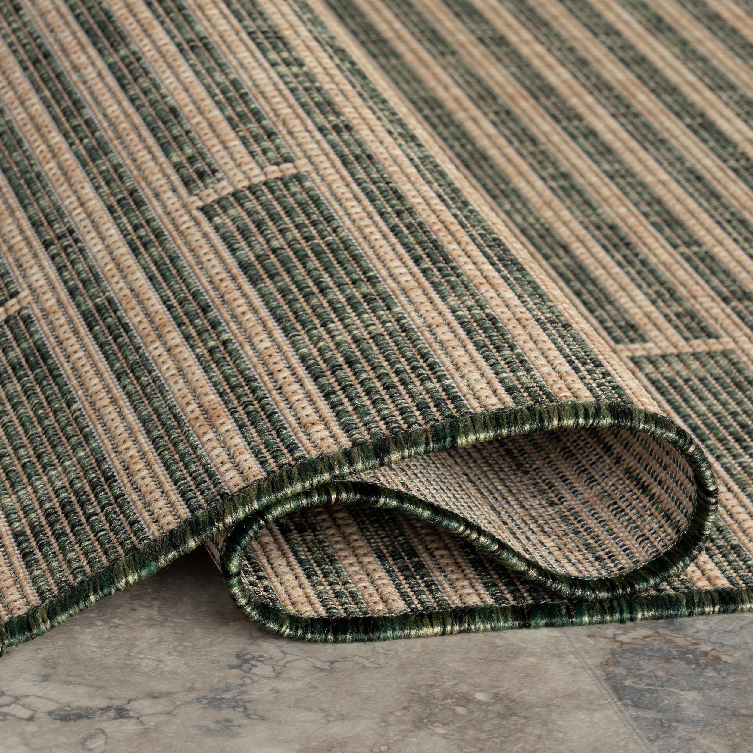 Nuloom Debrin Striped 9' x 12' Indoor/Outdoor Area Rug for Living Room Patio Deck Front Porch, Green