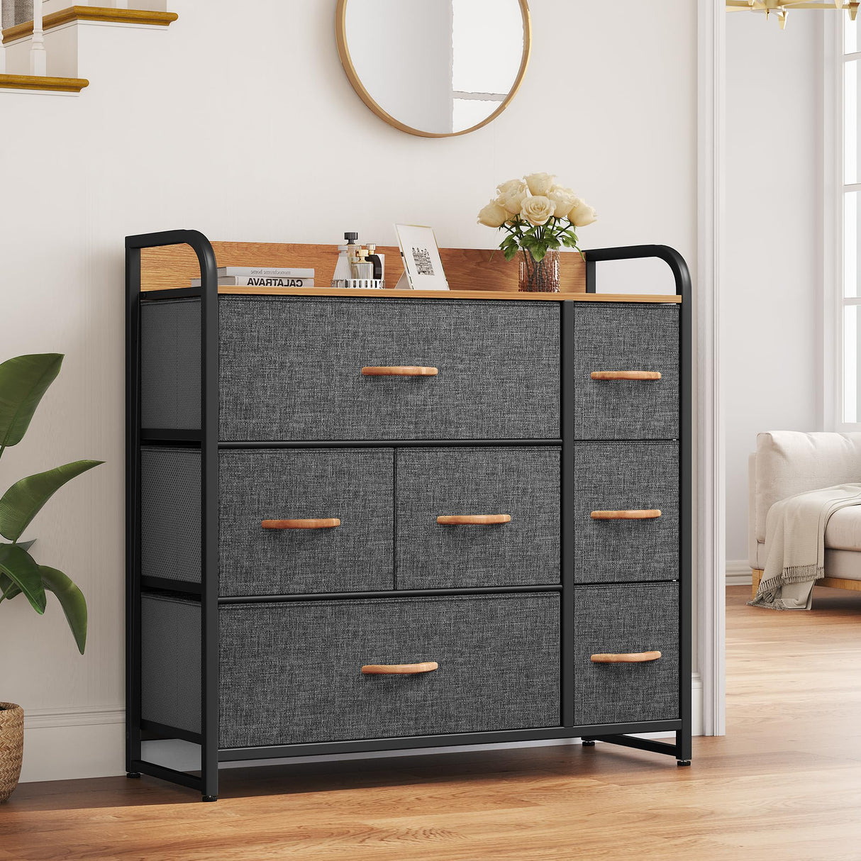 Dresser with 7 Drawers - Fabric Storage Tower, Organizer Unit for Bedroom, Living Room,