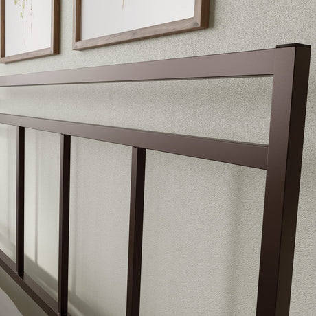 Sauder Cannery Bridge Queen Platform Bed with Headboard, Bronze Finish