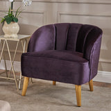 Amaia Modern Velvet Club Chair, Blackberry / Walnut