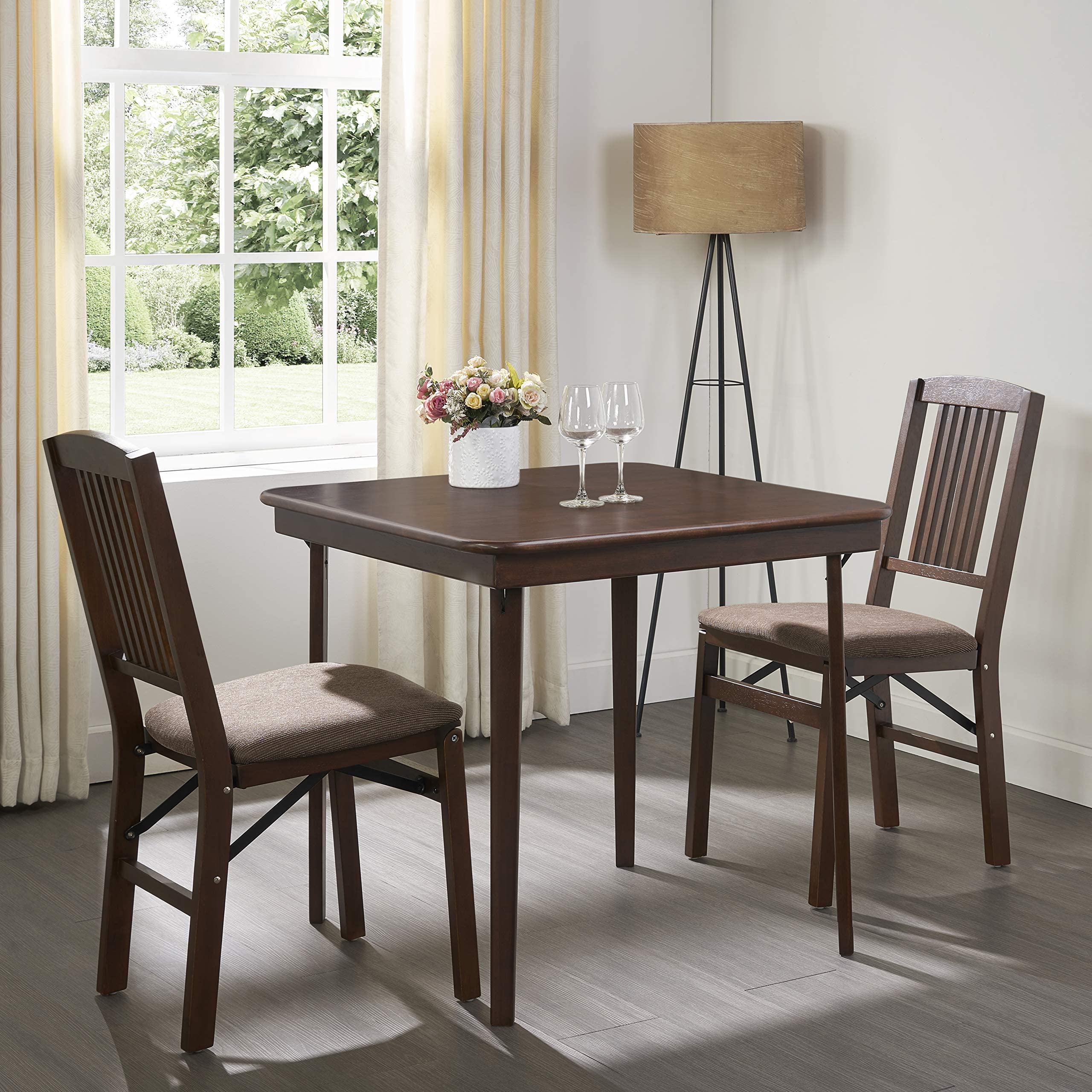Stakmore Straight Edge Solid Wood Folding Card Table, Folds to Deep 3.38 Inches for Easy Storage,