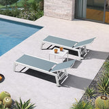 Outdoor Chaise Lounge Chairs Set of 2 White Aluminum Lounge Chair