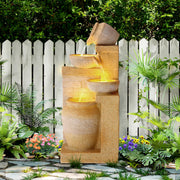 Outdoor Garden Water Fountain, 32" H Freestanding Resin Cascading Bowls Fountain