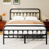 Queen Size Metal Platform Bed Frame with Victorian Headboard