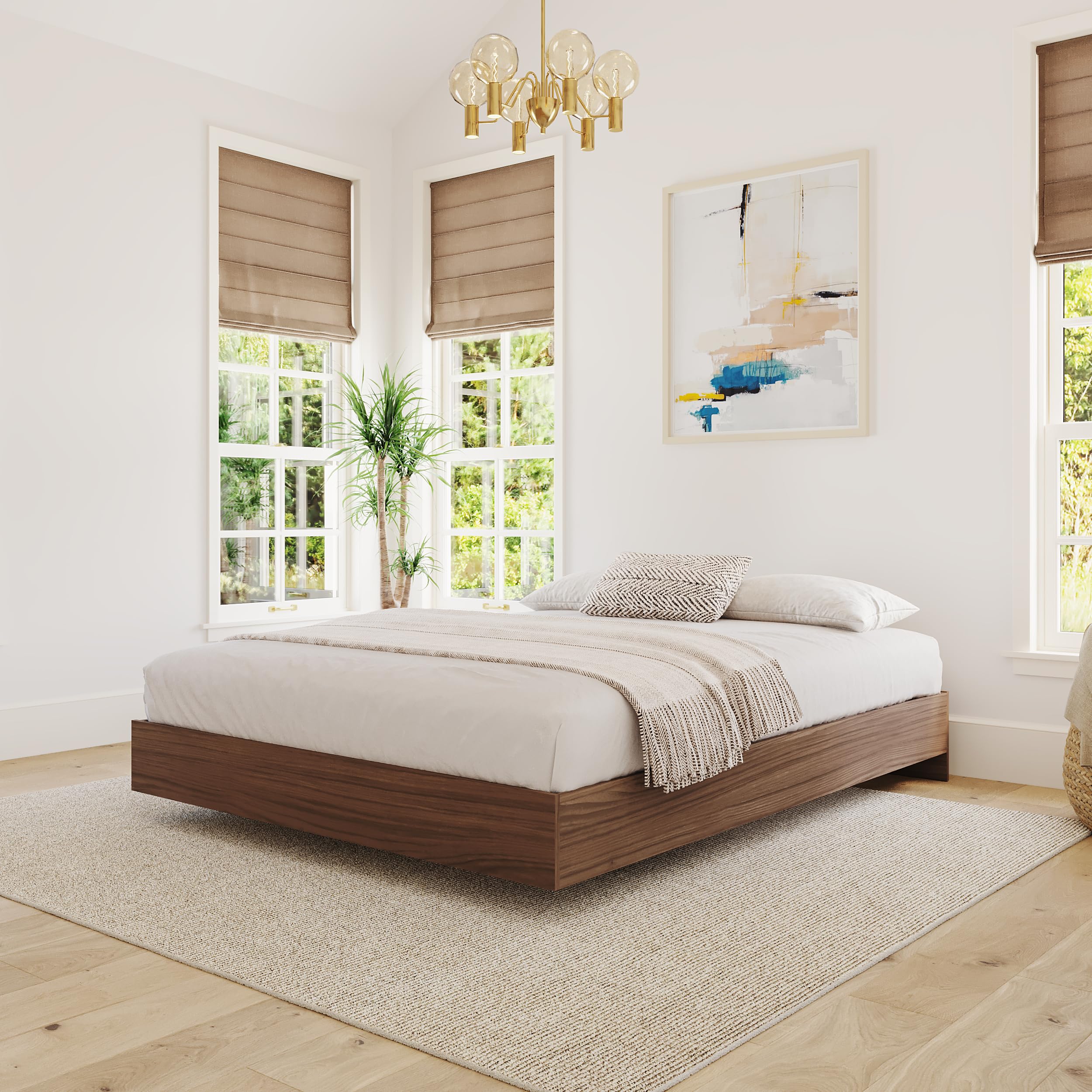 Alibi Queen Size Platform Bed, Walnut