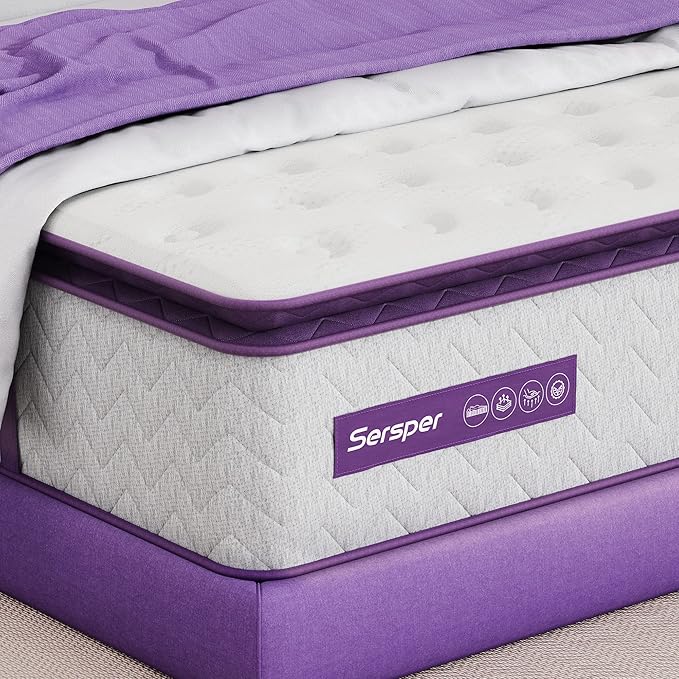 12 Inch Memory Foam Hybrid Pillow Top Queen Mattress - 5-Zone Pocket Innersprings Motion Isolation