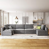 Reversible Modular Sectional Couch U Shaped Modular Sofa with Wide Chaise