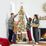 Flocked Pencil Christmas Tree 6ft Pre-lit Alpine Slim Holiday Decoration