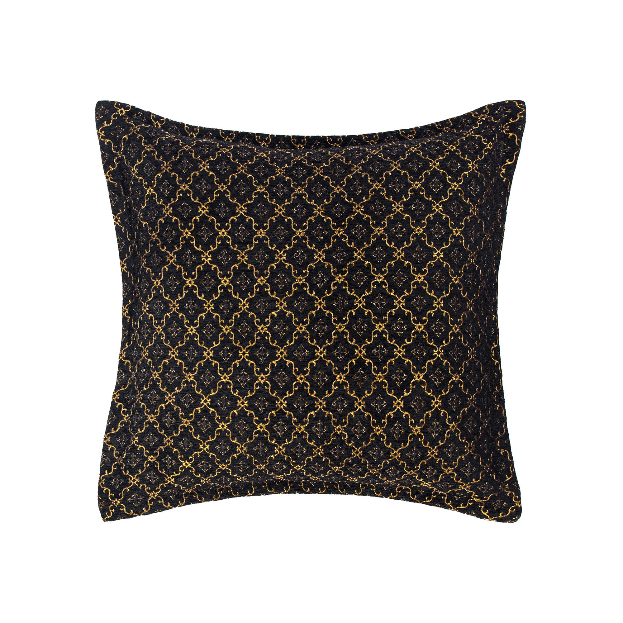 9-Piece Black Damask Jacquard Comforter Set - Queen