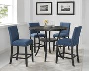 Espresso Counter Height Dining Set with Blue Nailhead Stools