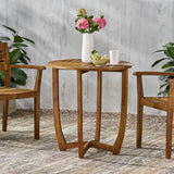 Ziraukon Outdoor Round Acacia Wood Accent Table, 27.5" Patio Bar Table, Small End Tables for Garden, Backyard, Poolside, Deck, Yard, Indoor Plant Stand, Teak - Bircata