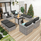 5 Pieces Outdoor Patio Sectional Furniture Set with Ottomans