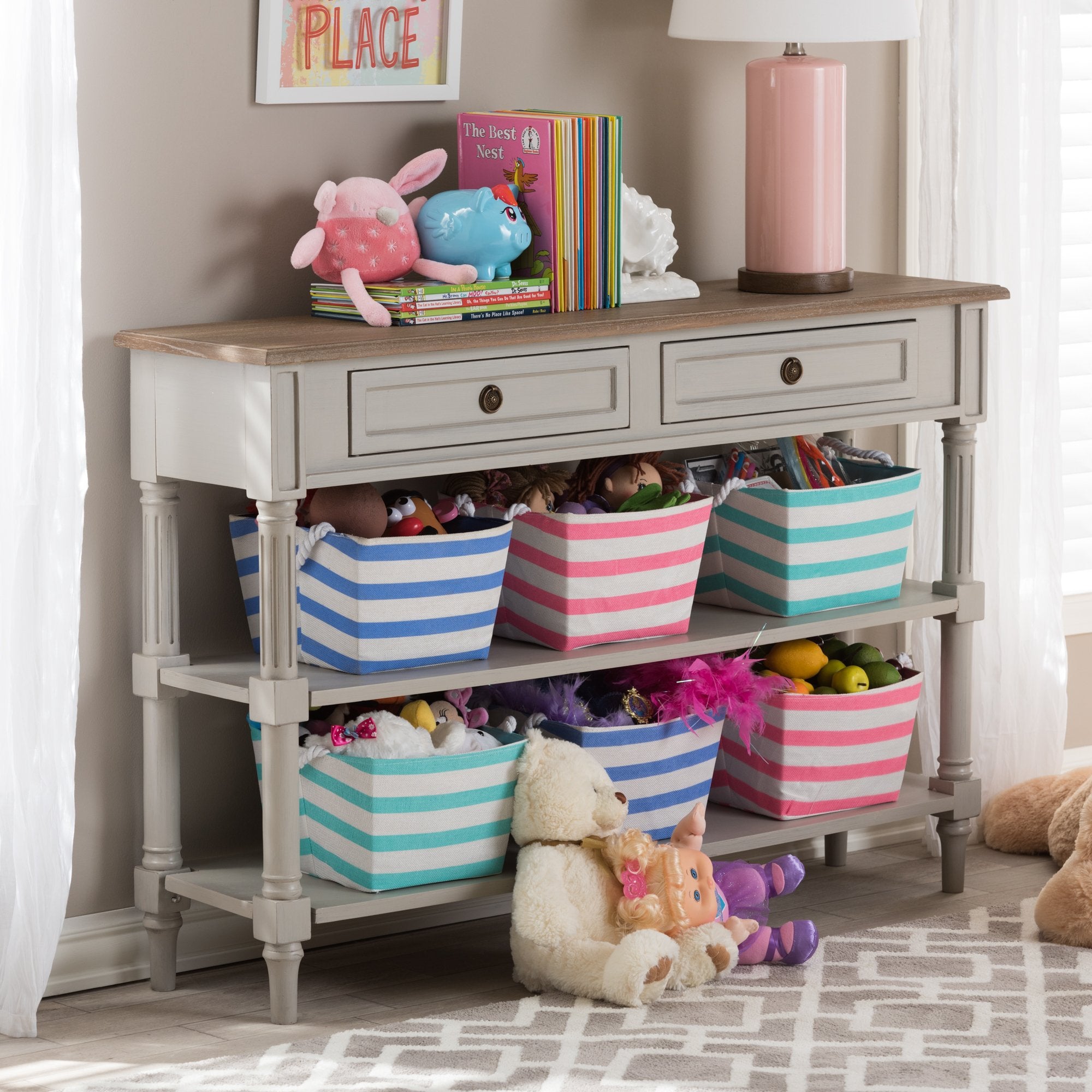 EDD9VM/M-B-W1 Console Table, White Wash
