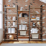 Bookshelves 6 Tiers Triple Wide Industrial Bookshelf, Large Etagere Bookshelf Open Display Shelves