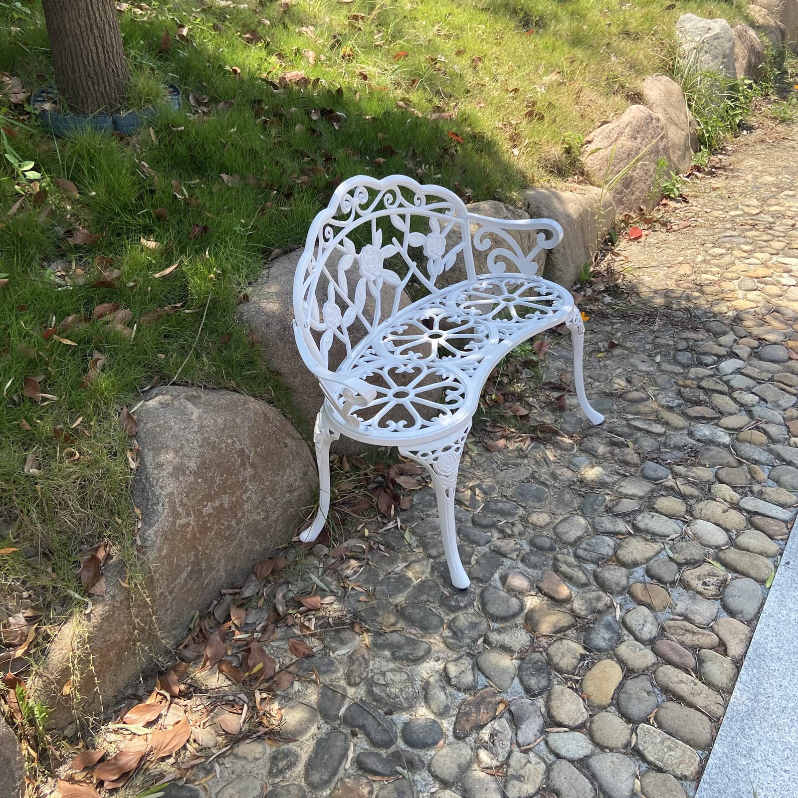 Garden Bench, Metal Aluminum Rose, Suitable for Garden Porch Park Front Porch