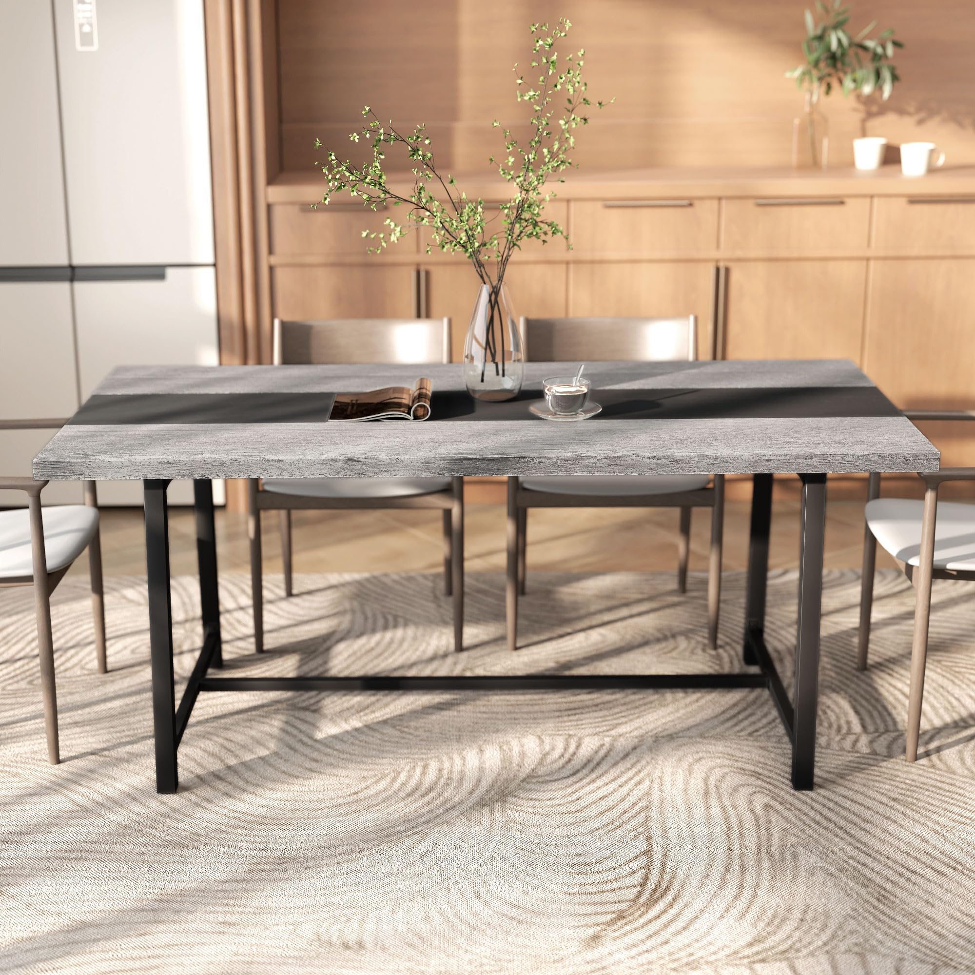 70.9" Industrial Rectangular Dining Table for 8 People