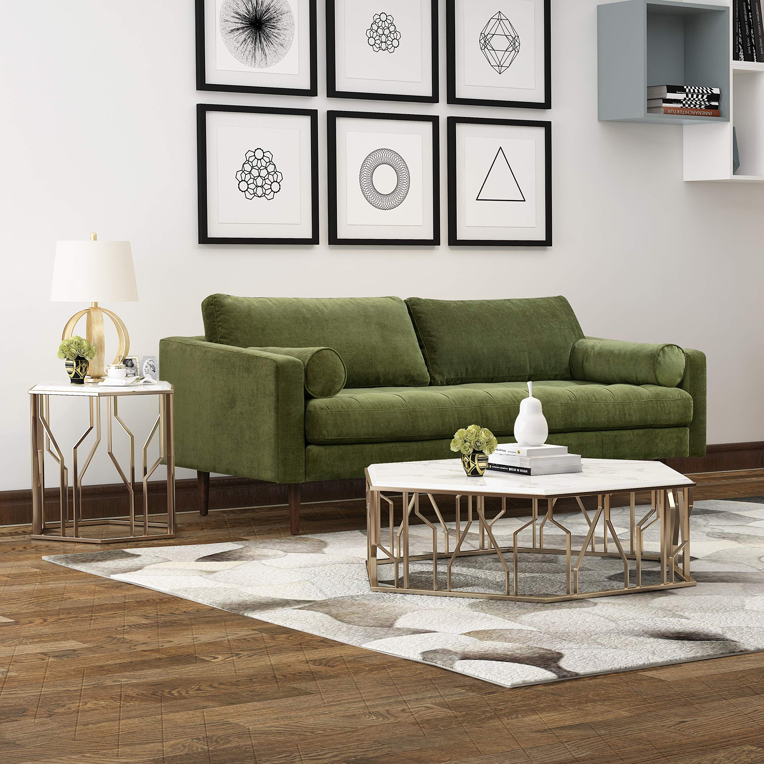 Napa Sofa, 88.5 inches, Distressed Green Velvet