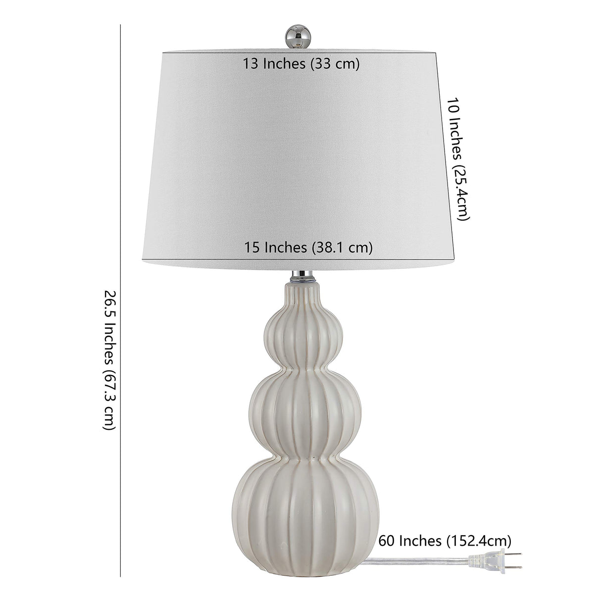 Lighting Collection Corina White Triple Gourd Ceramic 26-inch Bedroom Living Room