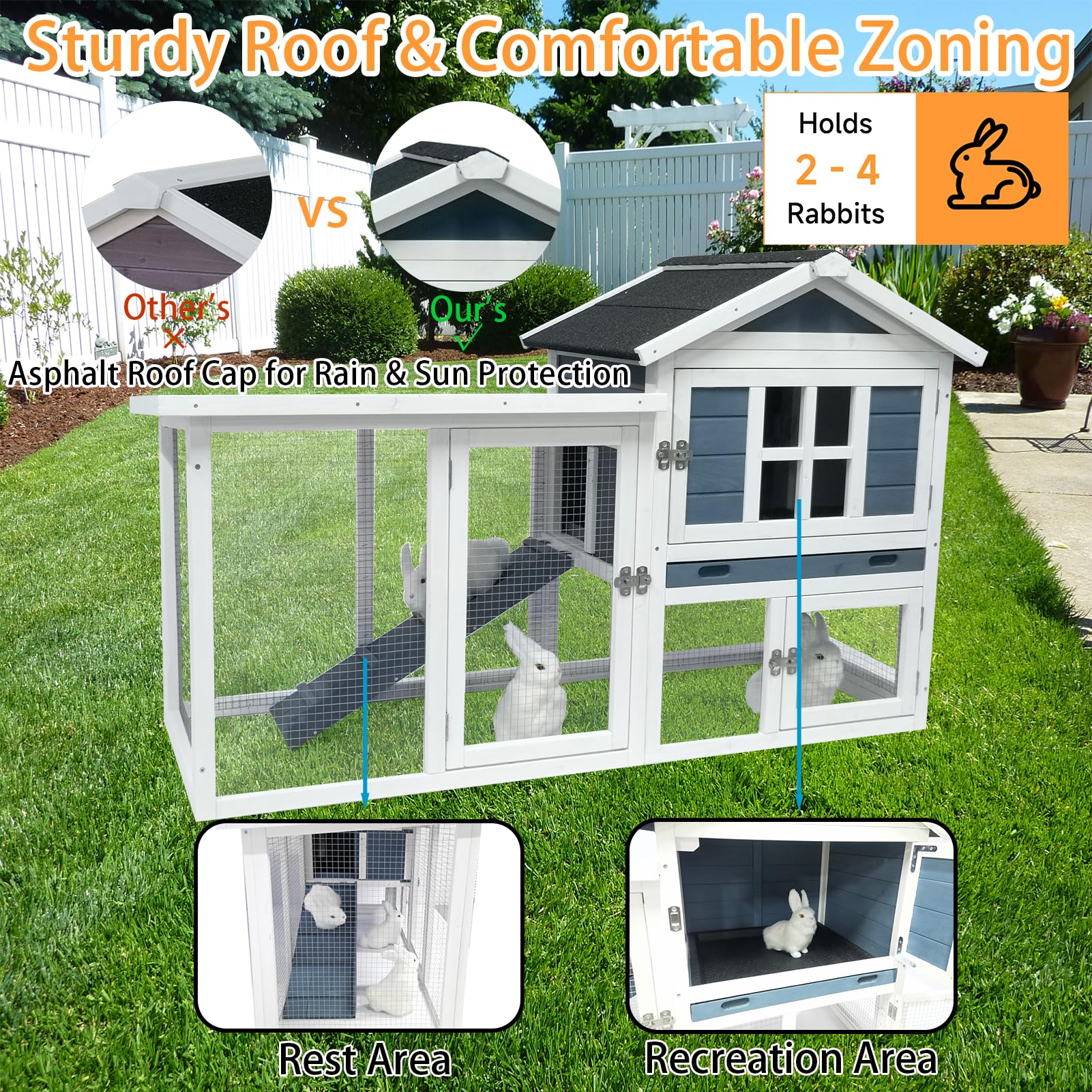 Rabbit Hutch 2-Story Bunny Cage Small Animal House