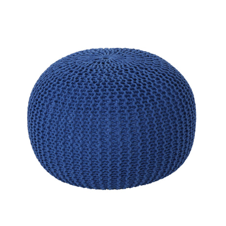 Christopher Knight Home Belle Knitted Cotton Pouf, Navy