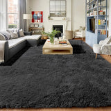 Black White Grey Rugs for Living Room 5x8, Shag Fuzzy Fluffy Rugs for Kids Room,