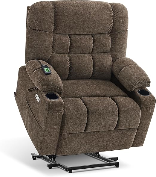 PowerLiftMax Dual Motor Wide Recliner Chair – Heat, Vibration, USB-C & Cup Holders