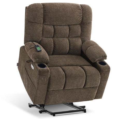 Dual Motor Power Lift Recliner Chair Sofa with Massage and Dual Heating for Elderly