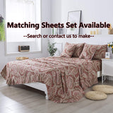 Paisley Duvet Cover Set Queen Red and Beige Reversible Paisley Floral Bedding 100%