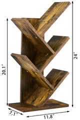 4-Tier Tree Bookshelf – Space-Saving Wooden Bookcase for Modern Storage
