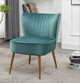 Modern Velvet Accent Chair for Living Room, Bedroom, or Entryway, Stylish and Comfortable Armless Design with Metal Legs, Teal