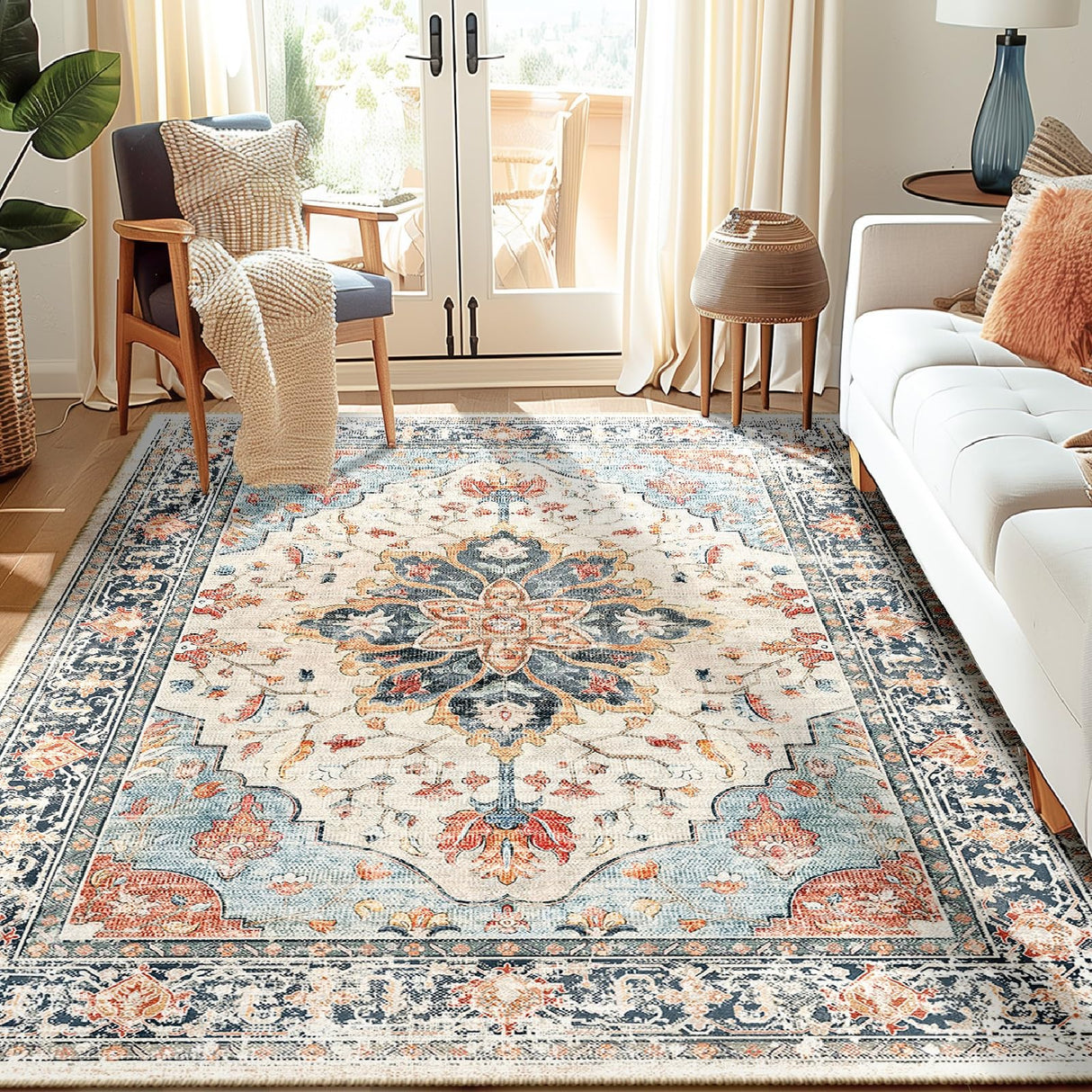 Area Rugs 5x7, Washable Rug, Non-Slip, Rugs for Living Room, Kitchen Rugs, Rugs