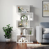 Bookshelf 5-Tier, Geometric Bookcase S Shaped Book Shelves for Bedroom