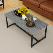Industrial Coffee Table with Rectangle Wood and Stable Metal Frames