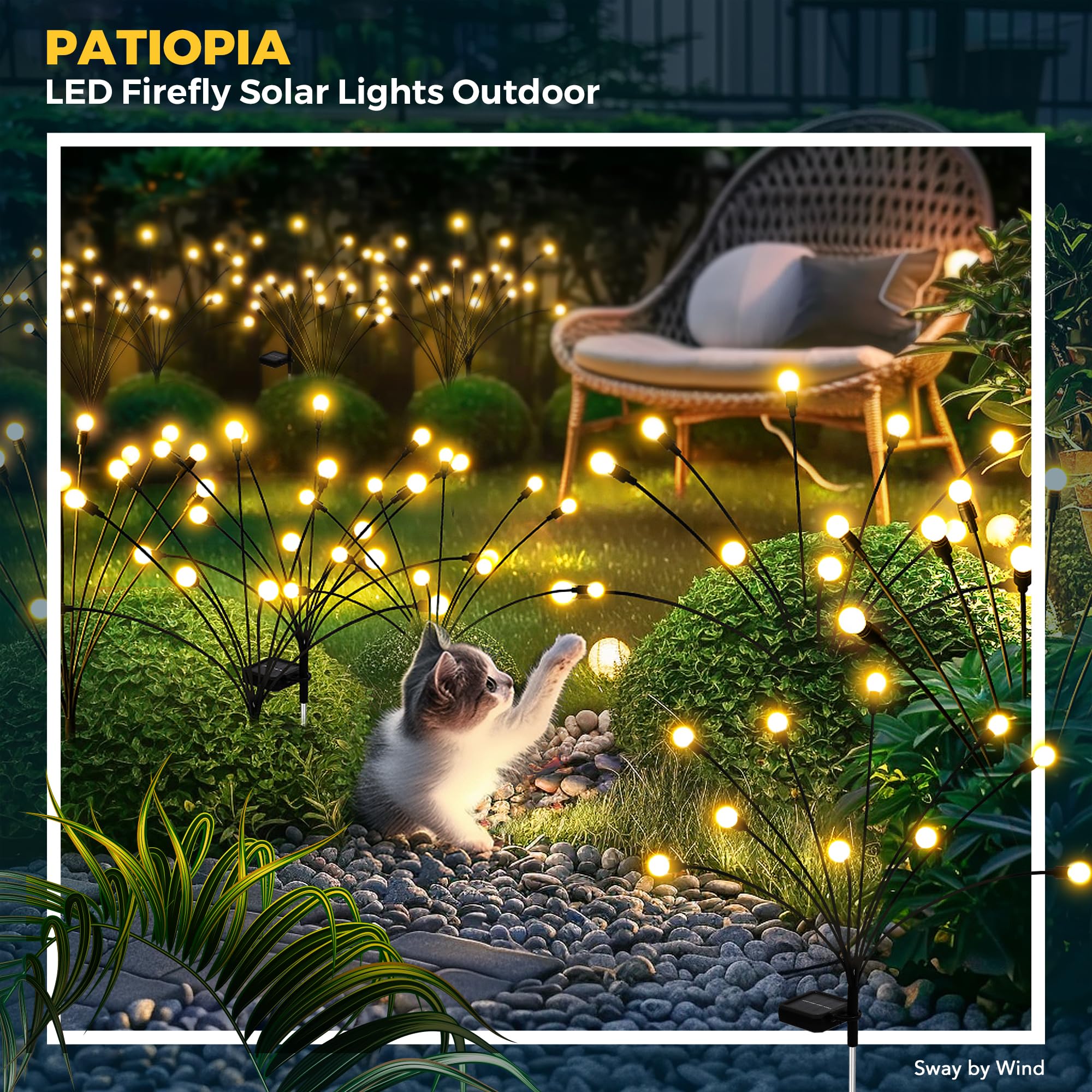 Solar Garden Lights, 80 LED Firefly Garden Lights Solar Outdoor, Solar Lights