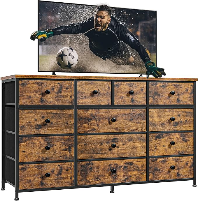 Black Dresser, Dresser for Bedroom with 13 Storage Drawers