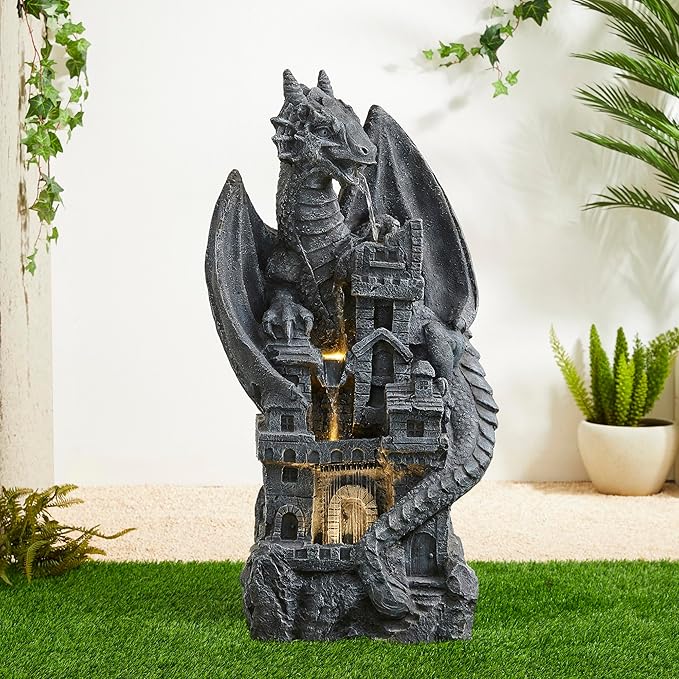 Outdoor Fountain 23.25" Height, Waterfall Fountain Indoor Water Fountain Freestanding
