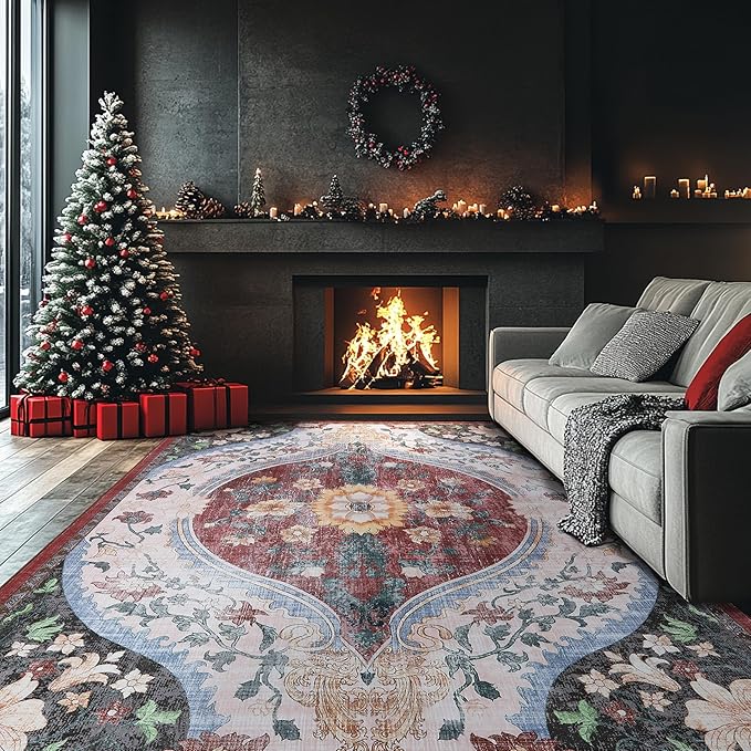 Ruggables Washable Rugs 8x10 Area Rugs for Living Room Washable Vintage Boho Rugs