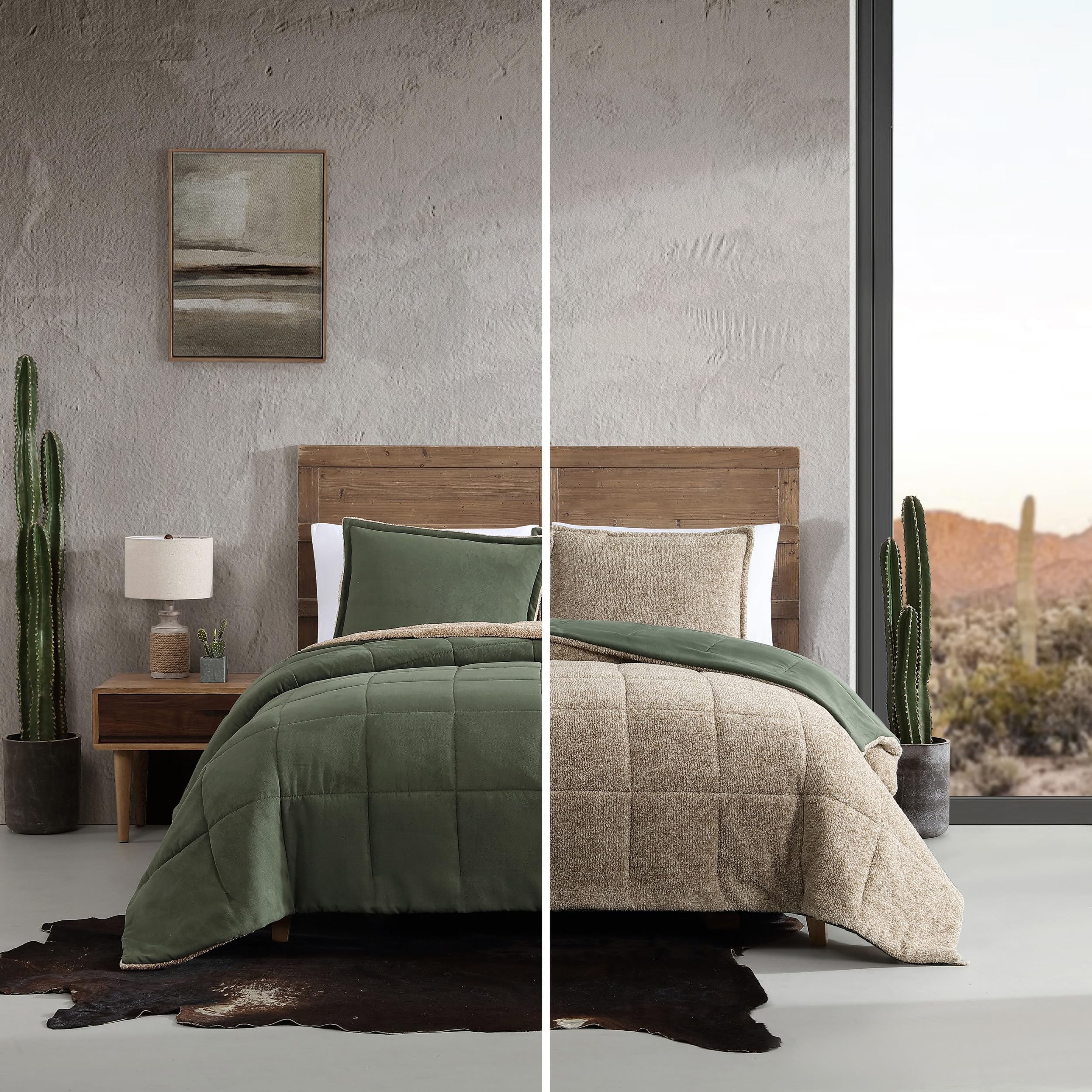 Queen Comforter Set - Soft Microsuede with Sherpa Reverse