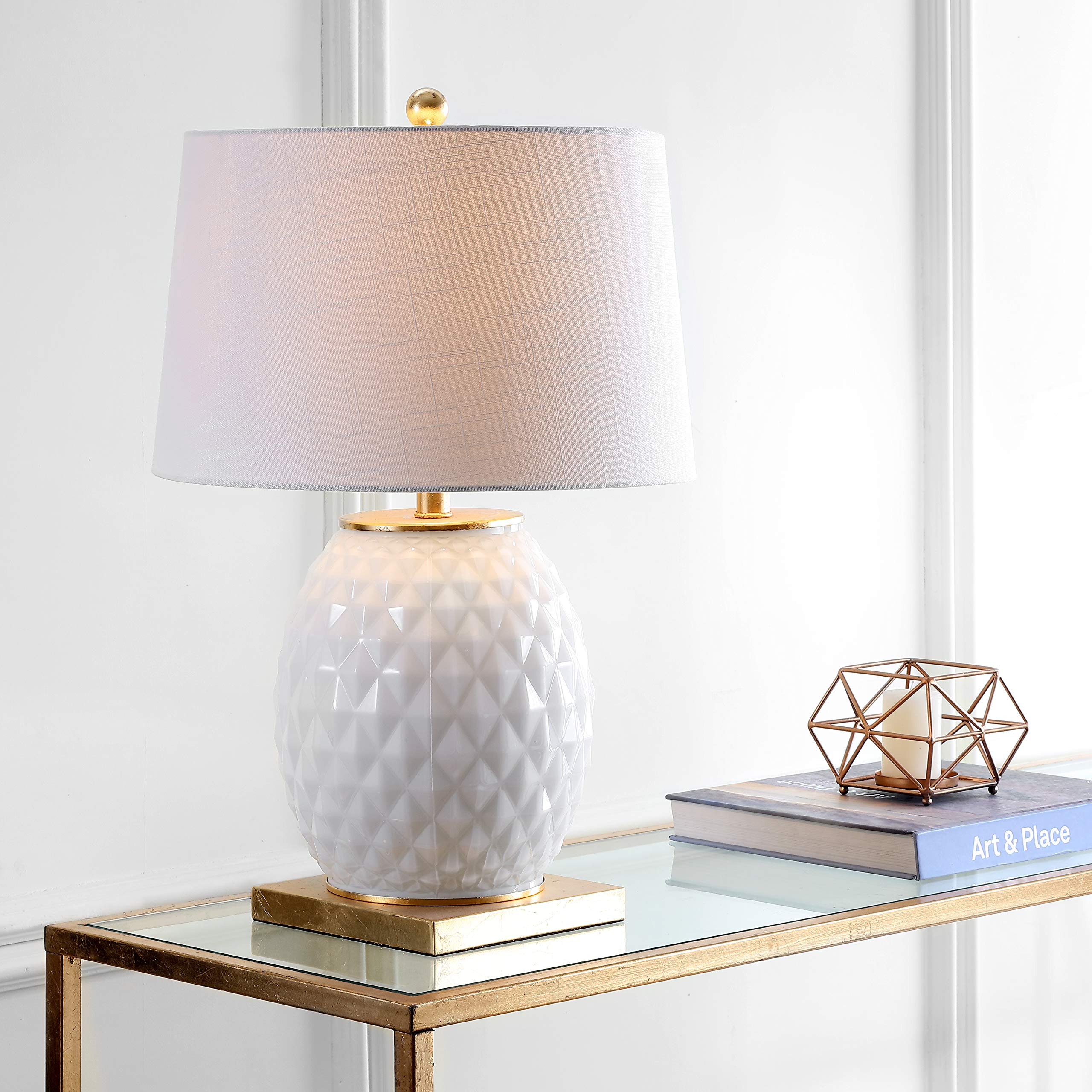 25.5" LED Glass/Metal Table Lamp Contemporary Transitional Bedside Desk Nightstand Lamp