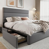 Full Size Platform Bed with 4 Storage Drawers