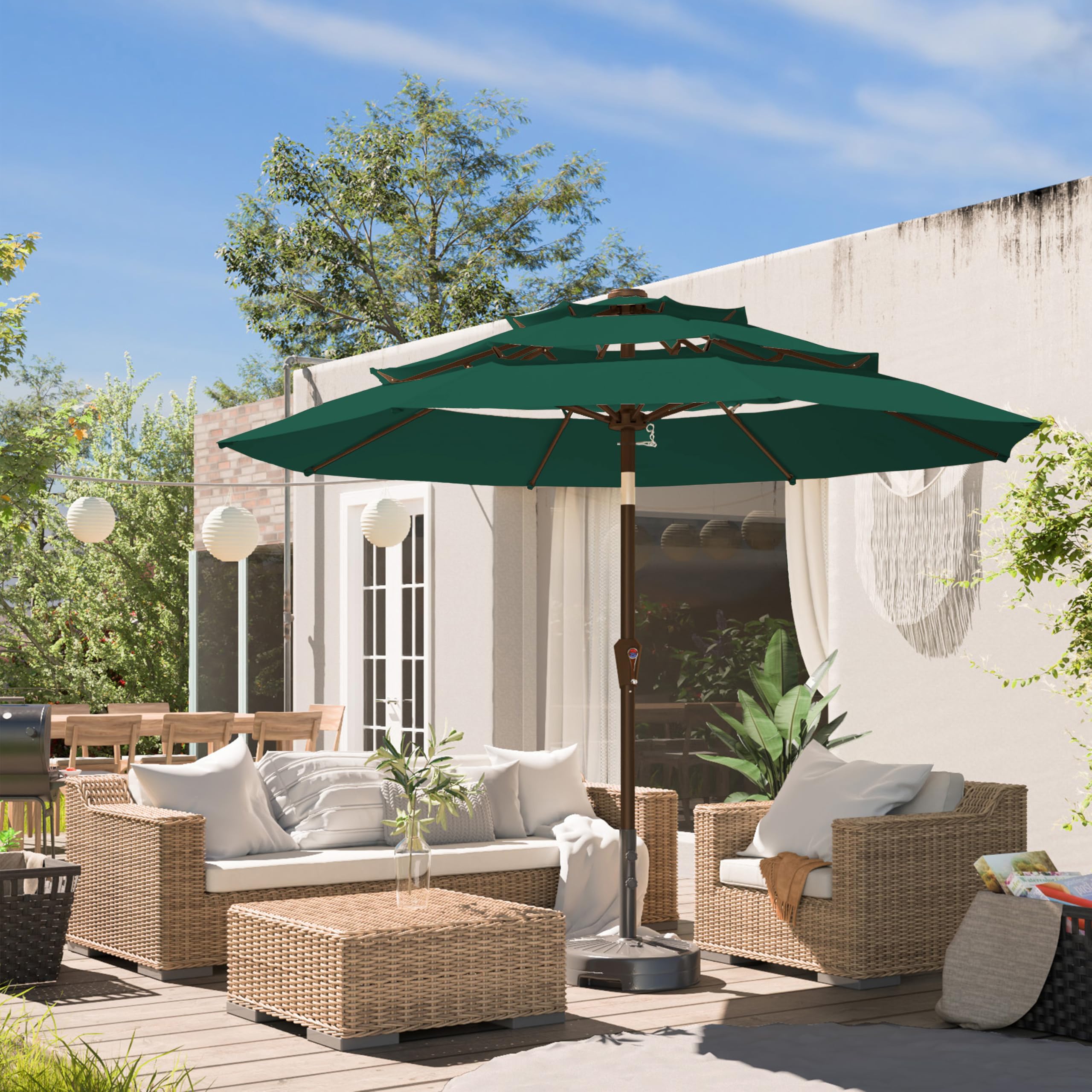 9ft 3-Tier Large Outdoor Patio Umbrella Market Table Umbrella-UV Resistant