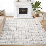 Grey Crosshatch Area Rug 8' x 10' - Durable & Easy to Clean