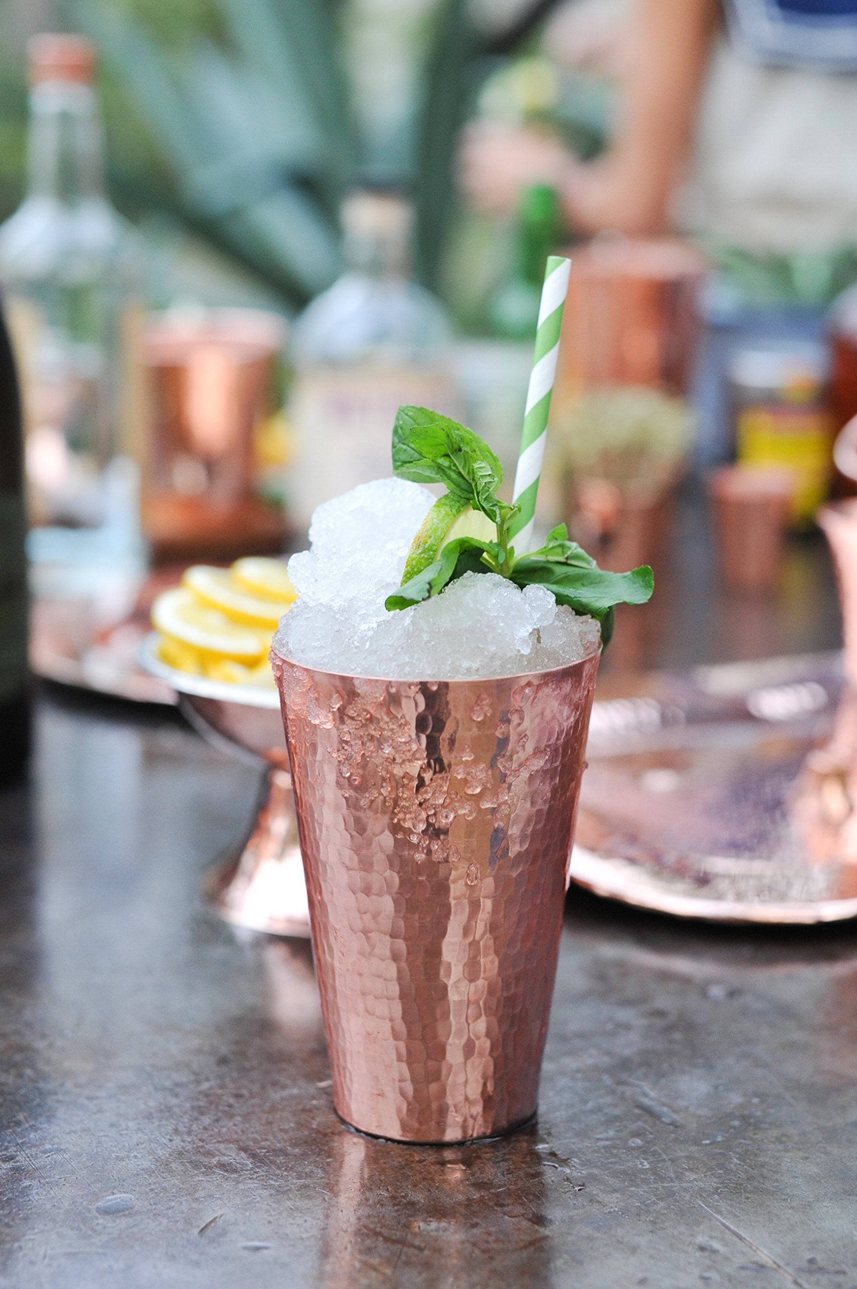 Boston Maraka Cocktail Shaker Set, Hand Hammered 100% Pure Copper