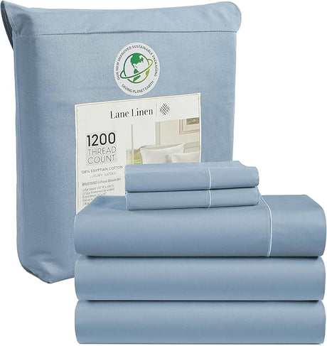 100% Egyptian Cotton Sheets King Size - 1200 Thread Count, 4 Pieces