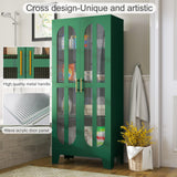 Metal Storage Cabinet, Kitchen Pantry Cabinet with 2 Cross Door Panels