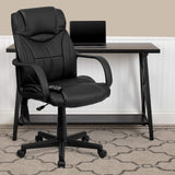 Laverne Mid-Back Ergonomic Massaging Black LeatherSoft Executive Swivel Office