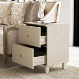 Nightstands with Charging Station & 2 Drawers Storage, Modern End Tables Mid-Century